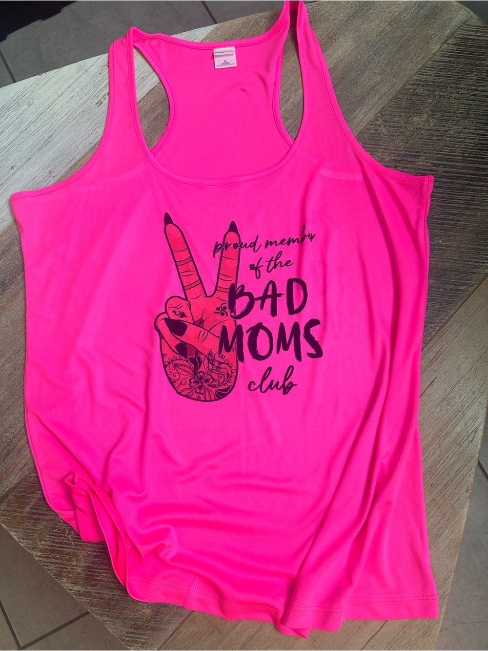 Sport-Tek Neon Pink Racerback Tank with Black Graphic